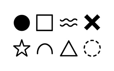 Simple geometric shapes icons in linear design for modern minimalistic projects