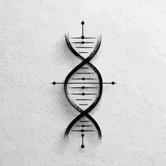 Abstract dna strand illustration on textured white background for science