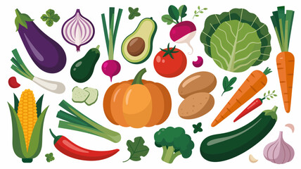 A vibrant collection of fresh, organic, healthy farm vegetables, featuring colorful produce. an assortment for culinary, diet, healthy lifestyle.