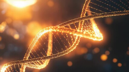 Golden glowing dna strand illuminating abstract genetic research - Powered by Adobe