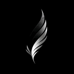 Abstract feather design with metallic effect on a dark background