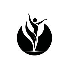 Abstract figure in a circle representing growth movement and well being