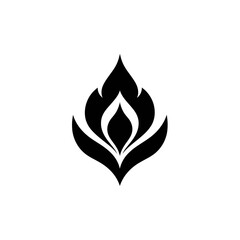 Abstract flame design in black and white isolated on clean background