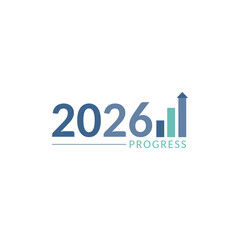2026 Growth Typography Design. Modern Clean Vector Number