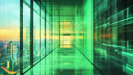 Futuristic server room with global data network - Powered by Adobe