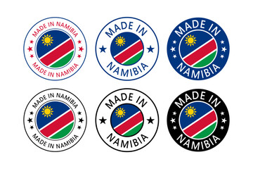Namibia Made in Stamp in circle with flag Vector template on white background