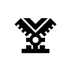 Abstract geometric emblem black and white illustration for design concepts