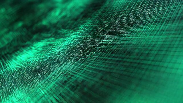 Digital data network lines creating abstract green grid