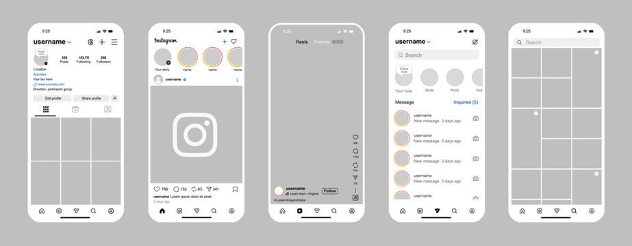 New 2026 Instagram mockup interface. Instagram new update template on with iPhone 17. New social media features design. Instagram post, story, reels