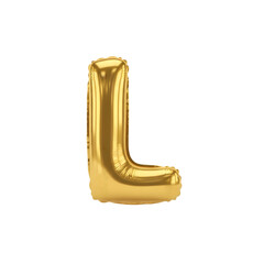 Golden Letter L Balloon Floating Object Shiny Metallic Surface Isolated On Black Background Studio Shot