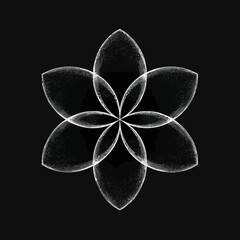Abstract geometric flower design against black background for decorative purposes