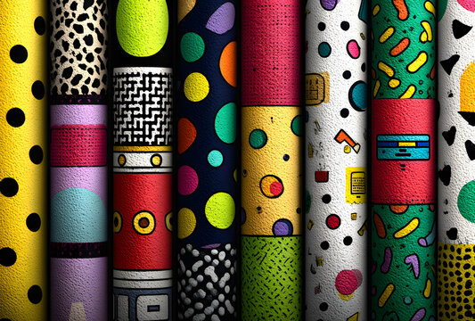 Abstract seamless patterns 80's-90's styles.