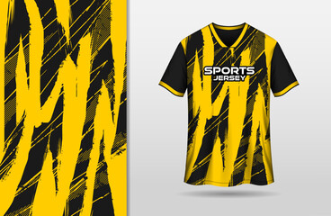 Abstract grunge black and yellow background for sports jersey design
