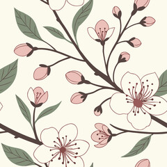 A seamless Spring Blossoms pattern illustration. Modern abstract design for paper, covers, fabric, interior decor, and other applications.