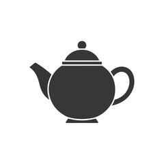 Sleek teapot icon in silhouette, traditional hot beverage container graphic, essential kitchenware symbol design