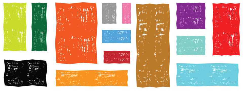 Vector wavy rectangles with grain texture, irregular colorful text boxes. Crayon drawn squares and rectangles with wavy rough edges.doodle hand drawn frames with irregular uneven shapes,	