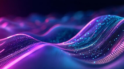 Digital wave particles creating data flow network - Powered by Adobe