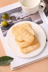 Japanese Senbei Rice Crackers Crispy Puffed Snacks with Tea Traditional Asian Food