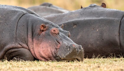 Hippopotamus Resting - A Close-Up of Wildlife in Serene Repose.