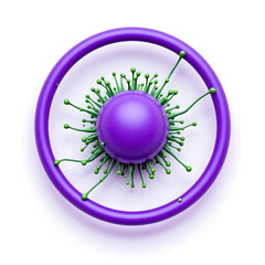 Abstract Purple Sphere Structure with Green Tentacles Inside Ring