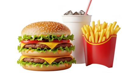 Burger, fries and soda
