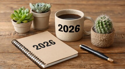 2026 agenda on rustic desk planning