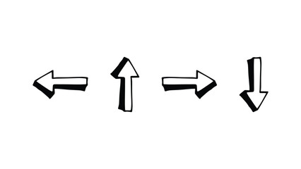 Black Doodle Arrow Direction Hand Drawn Collection Set