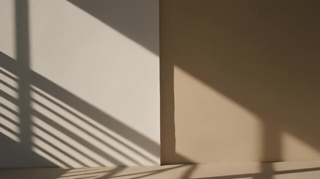 Pared con patrones n&iacute;tidos de luz solar brillante y sombras oscura