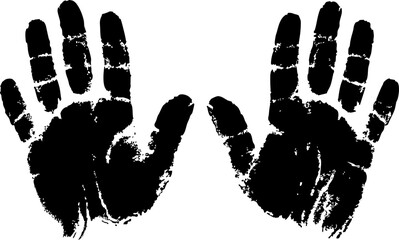 Handprints in black ink on a white background representing creativity and personal expression