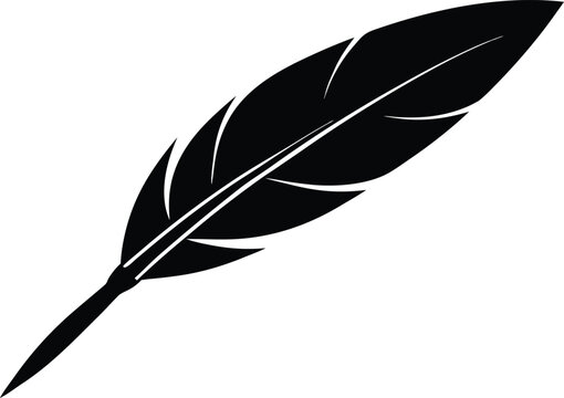Isolated feather pen icon. Old writing calligraphy tool vector graphic.