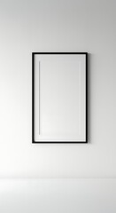 Elegant black framed poster mockup hanging on a white wall providing space for artistic display and modern home decor showcasing a blank canvas for creativity