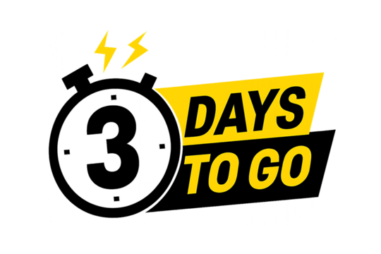 Countdown timer with days to go and lightning bolt graphic