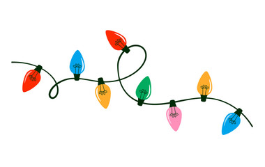 Colorful Christmas lights garland