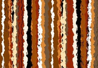 Warm Earthy Abstract Striped Pattern with Rough Textured Lines in Brown, Beige, and Terracotta Tones. Illustration