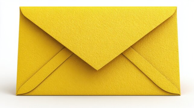 Golden Yellow Envelope on White Background Studio Shot for Communication and Correspondence Needs