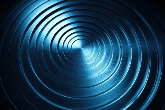 Abstract Close-up of Concentric Metal Rings in Blue Tones Industrial Design Detail Macro Shot