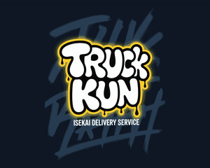 Truck kun isekai delivery service logo design with playful graffiti style