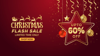 A festive Christmas flash sale ad featuring Holidays It promotes discounts and limited-time offers for holiday shopping.