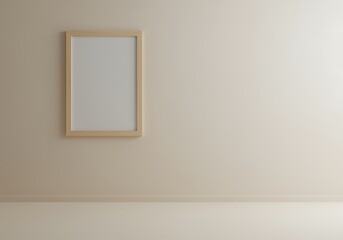 Minimalist Wall with Empty Picture Frame for Interior Design Mockup and Artwork Showcase Template