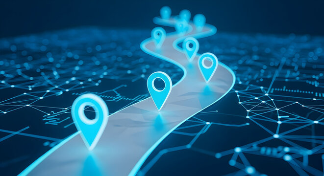 Visualize strategic business planning with a digital roadmap, highlighting key milestones and future destinations for growth and success now.