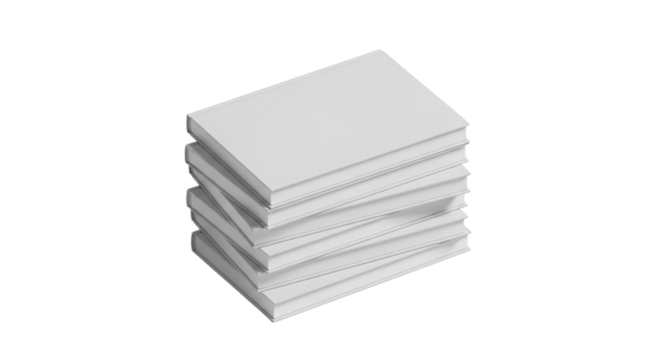 Isometric Hardcover Book Stack Mockup on Transparent Background
