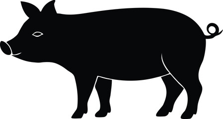 Pig vector illustration, Isolated farm animal graphic