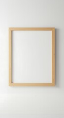 Minimalist Square Wooden Frame on White Wall Modern Interior Design Element Mockup for Artwork and Photography Presentation