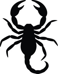 Scorpion silhouette vector icon. Poisonous arachnid animal symbol.