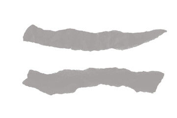 Gray Torn Paper Strips Isolated on White Background for Minimalist Design
