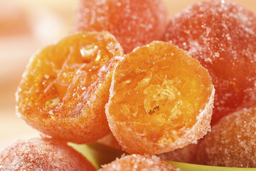 Candied Kumquat Fruit with Sugar Coating - Traditional Asian Sweet Confection