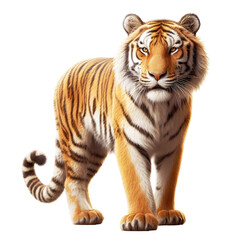 Obraz premium Tiger PNG isolated on a Transparent background, Front Side view, tiger standing full body HD image generated by Ai. 