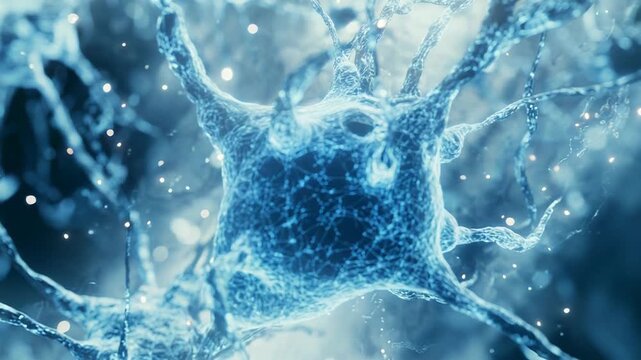 Neuron nerve cell sending impulse in human brain