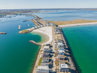 Aerial Drone View of Olpenitz Harbor - Luxury Holiday Homes & Marina on Baltic Sea Coastline