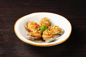 Steamed Abalone with Garlic Vermicelli Chinese Seafood Dish